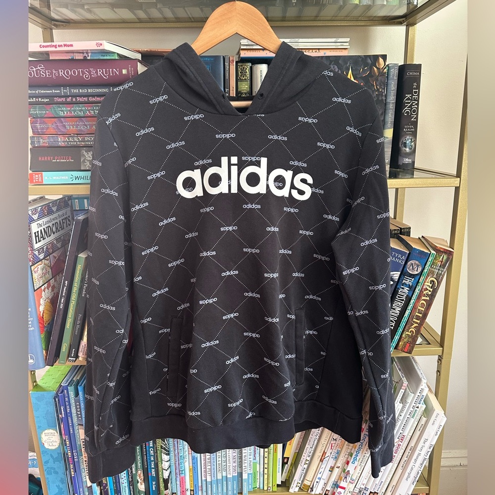 Adidas Originals Black Logo Print Hoodie 👕